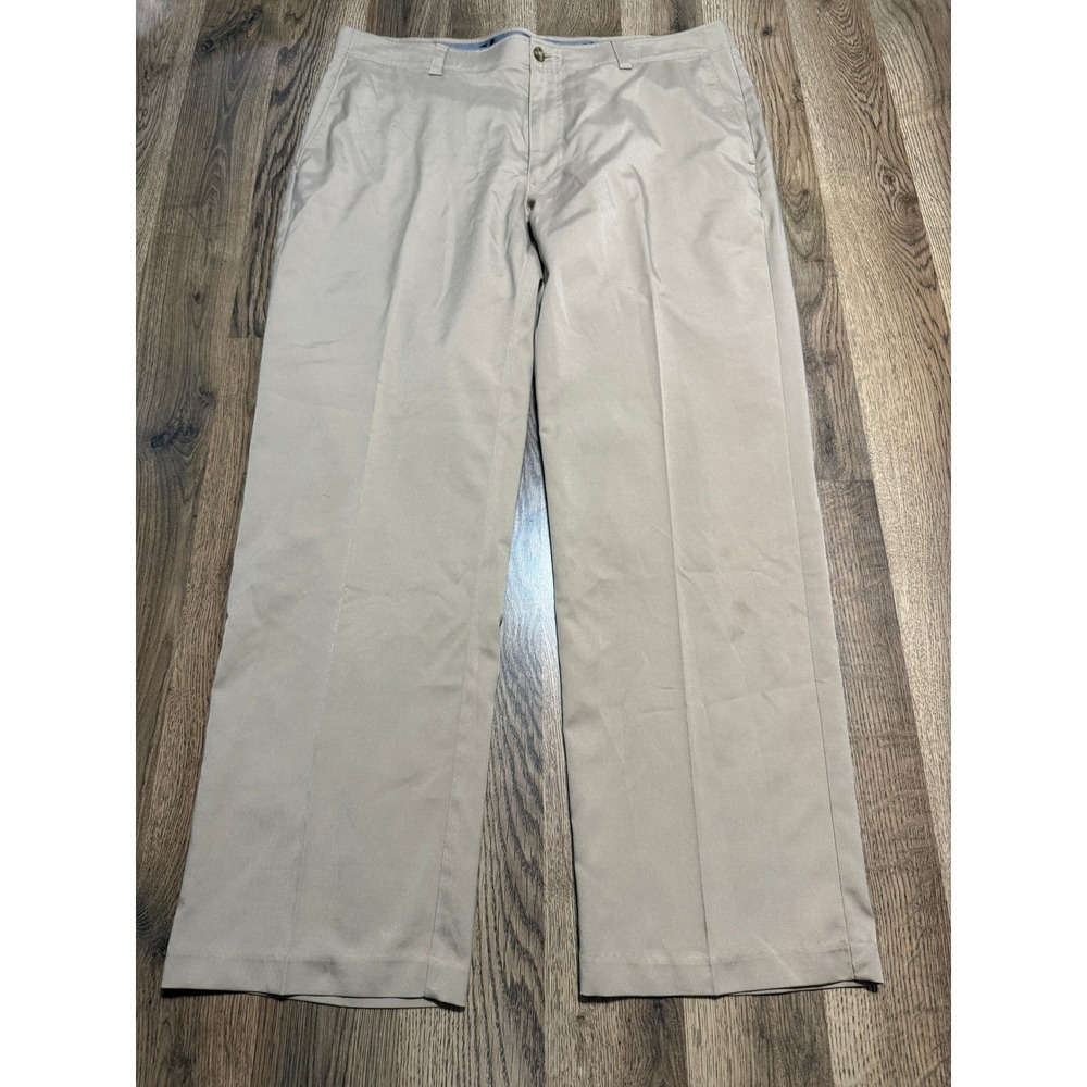 Grand Slam Pants Mens Size 36 Tan Chino Performance Stretch Flat Front